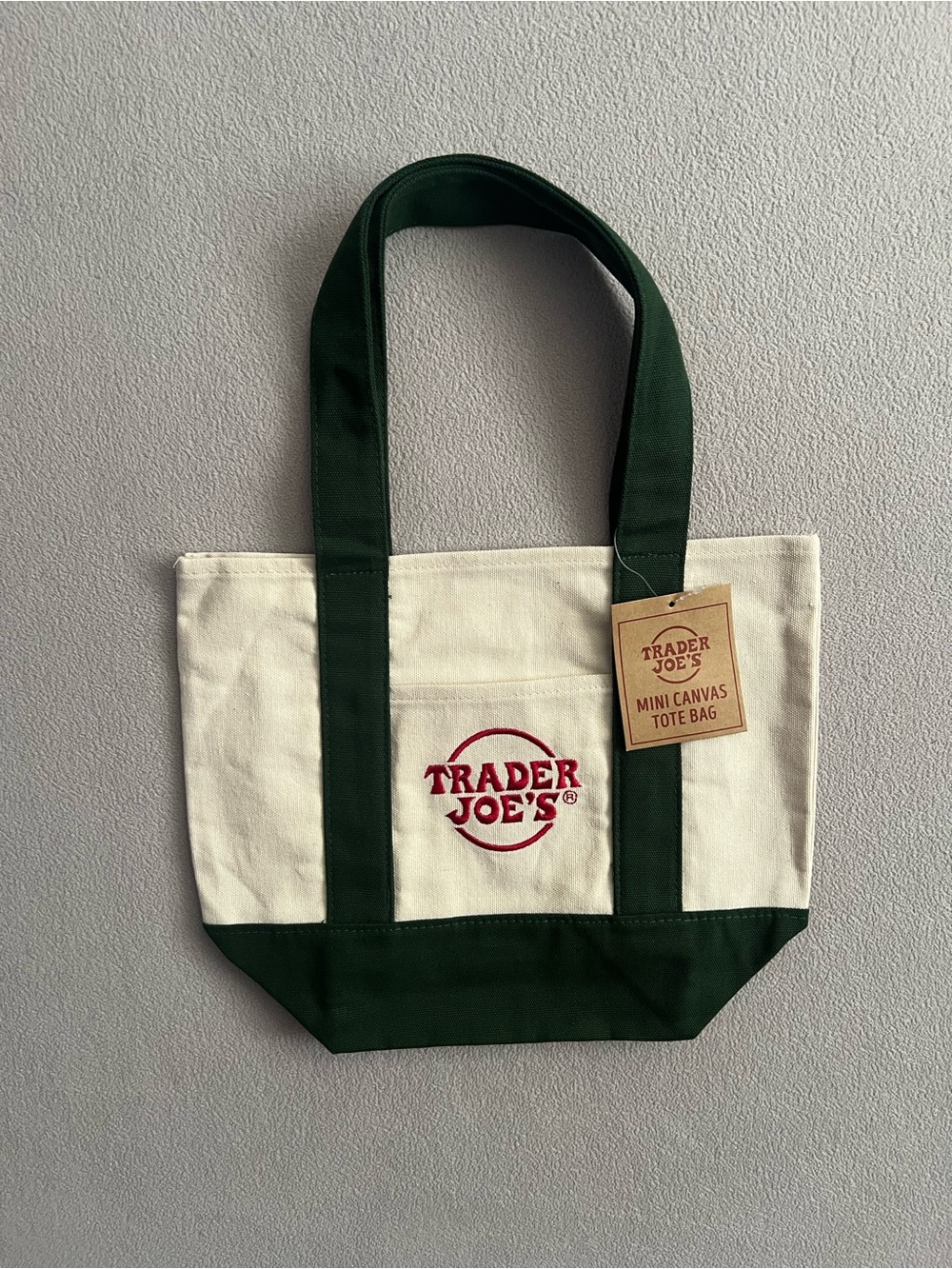 Trader Joe’s Forest Green Mini Canvas Tote Bag